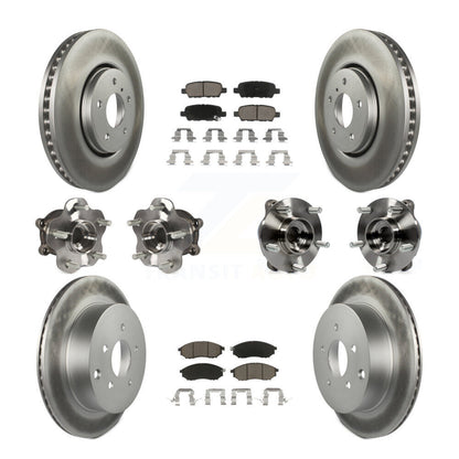 Hub Bearing Coated Brake Rotor Pads Front Rear Kit (10Pc) For INFINITI FX35 FX37