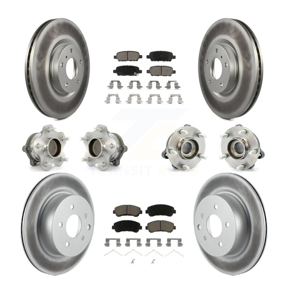 Hub Bearing Coated Disc Brake Rotor Pads Front Rear Kit (10Pc) For Nissan Maxima