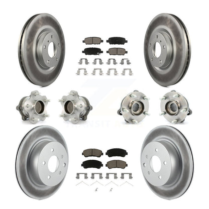 Hub Bearing Coated Disc Brake Rotor Pads Front Rear Kit (10Pc) For Nissan Maxima