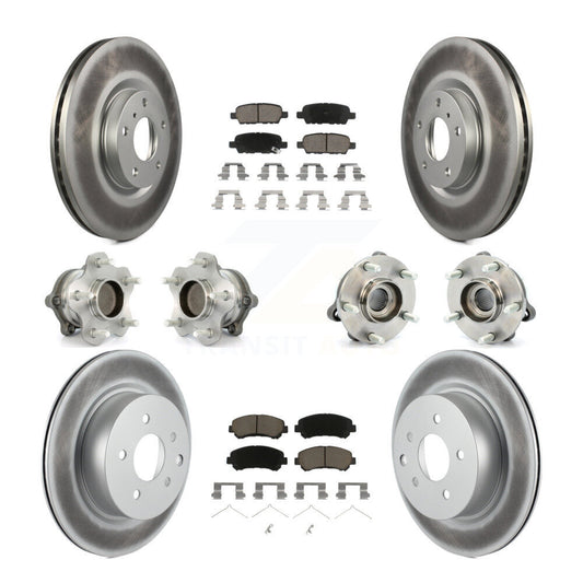 Hub Bearing Coated Disc Brake Rotor Pads Front Rear Kit (10Pc) For Nissan Maxima
