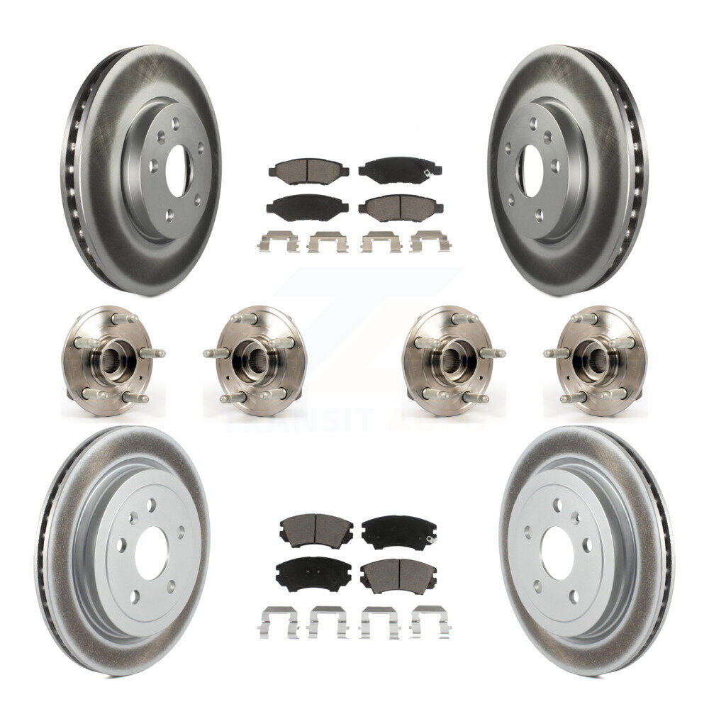 Hub Bearing Coated Brake Rotor & Pads Front Rear Kit (10Pc) For Chevrolet Camaro