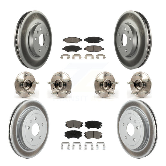Hub Bearing Coated Brake Rotor & Pads Front Rear Kit (10Pc) For Chevrolet Camaro