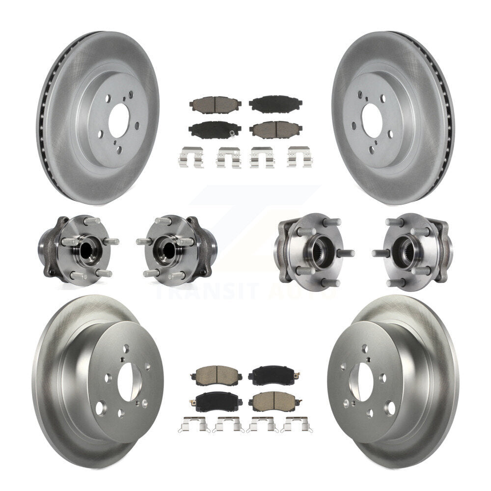 Hub Bearing Coated Brake Rotor & Pads Front Rear Kit (10Pc) For Subaru Crosstrek