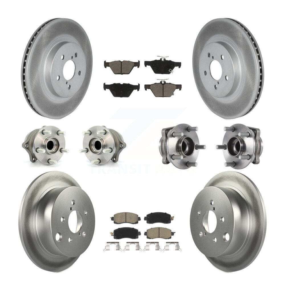 Hub Bearing Coated Brake Rotor & Pads Front Rear Kit (10Pc) For Subaru Crosstrek