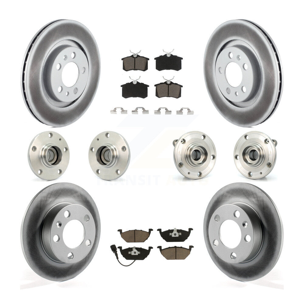 Hub Bearing Coated Brake Rotor & Pads Front Rear Kit (10Pc) For Volkswagen Jetta