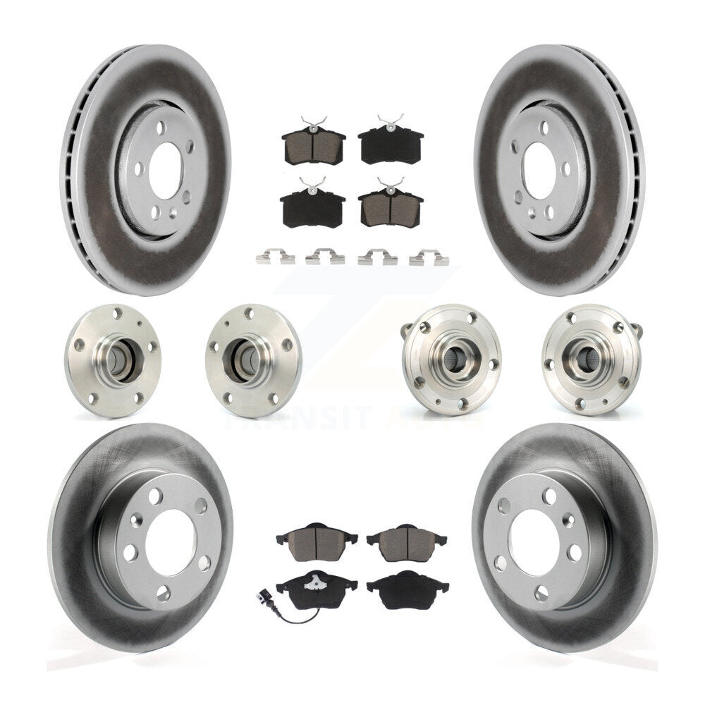 Hub Bearing Coated Brake Rotor & Pads Front Rear Kit (10Pc) For Volkswagen Jetta
