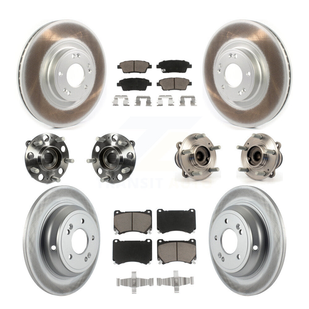 Hub Bearing Coated Brake Rotor And Pad Front Rear Kit (10Pc) For Hyundai Genesis