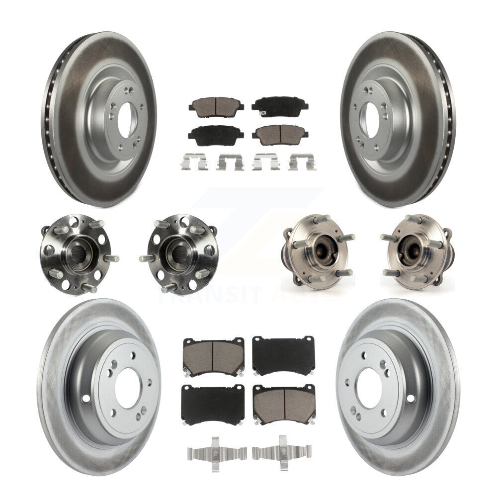 Hub Bearing Coat Brake Rotor Pads Front Rear Kit (10Pc) For Hyundai Genesis 5.0L