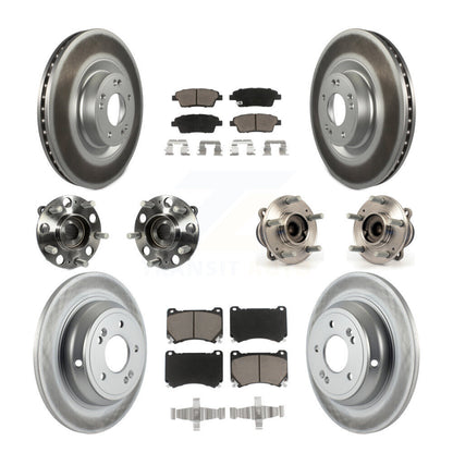 Hub Bearing Coat Brake Rotor Pads Front Rear Kit (10Pc) For Hyundai Genesis 5.0L