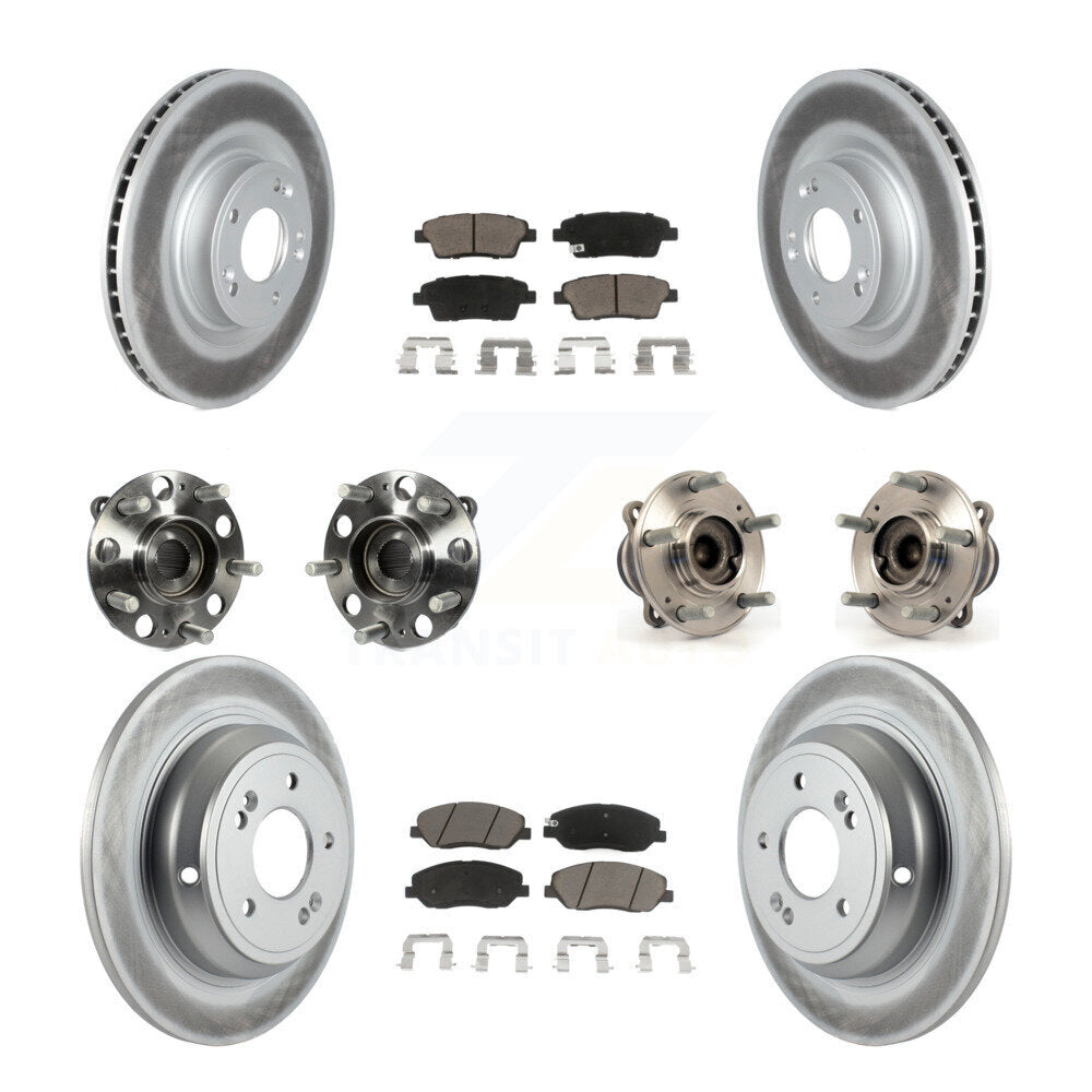 Hub Bearing Coat Brake Rotor Pads Front Rear Kit (10Pc) For Hyundai Genesis 3.8L