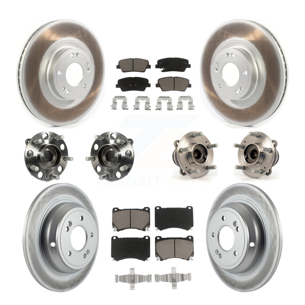 Hub Bearing Coat Brake Rotor Pads Front Rear Kit (10Pc) For Hyundai Genesis 4.6L