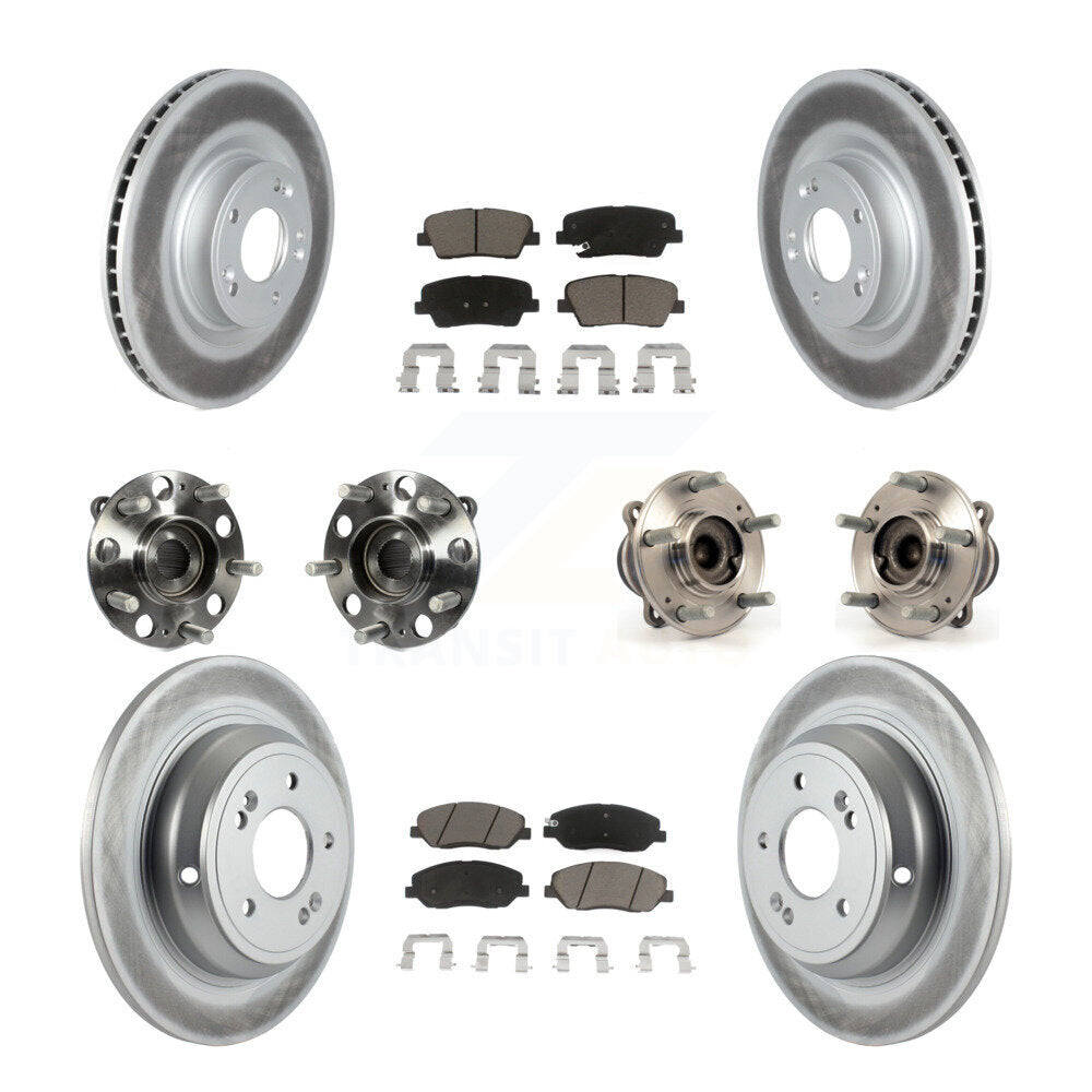 Hub Bearing Coat Brake Rotor Pads Front Rear Kit (10Pc) For Hyundai Genesis 3.8L