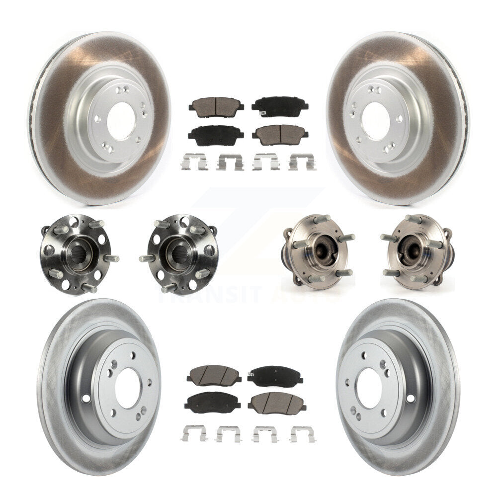 Hub Bearing Coat Brake Rotor Pads Front Rear Kit (10Pc) For Hyundai Genesis 3.8L