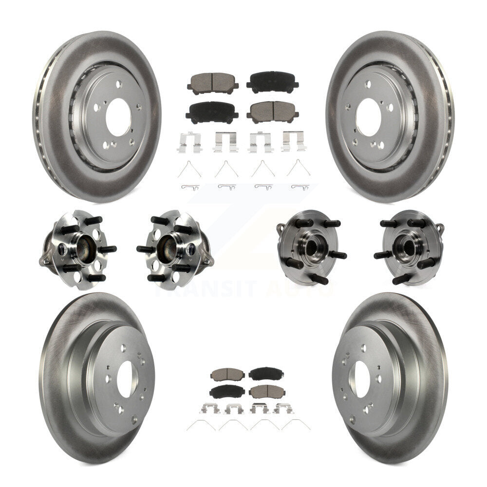 Hub Bearing Coated Brake Rotor Pad Front Rear Kit (10Pc) For 15-17 Honda Odyssey
