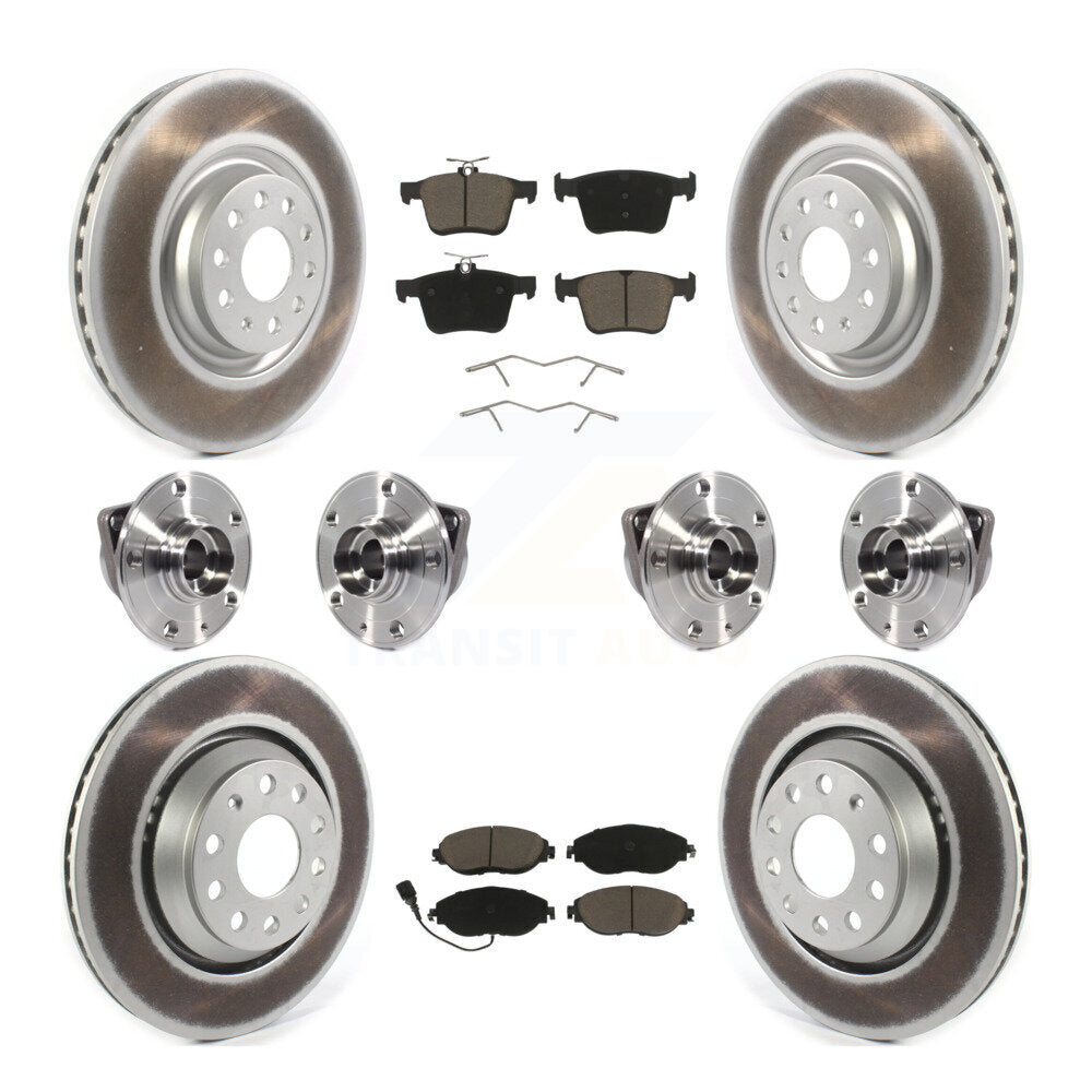 Hub Bearing Coated Brake Rotor Pads Front Rear Kit (10Pc) For Audi Q3 Volkswagen