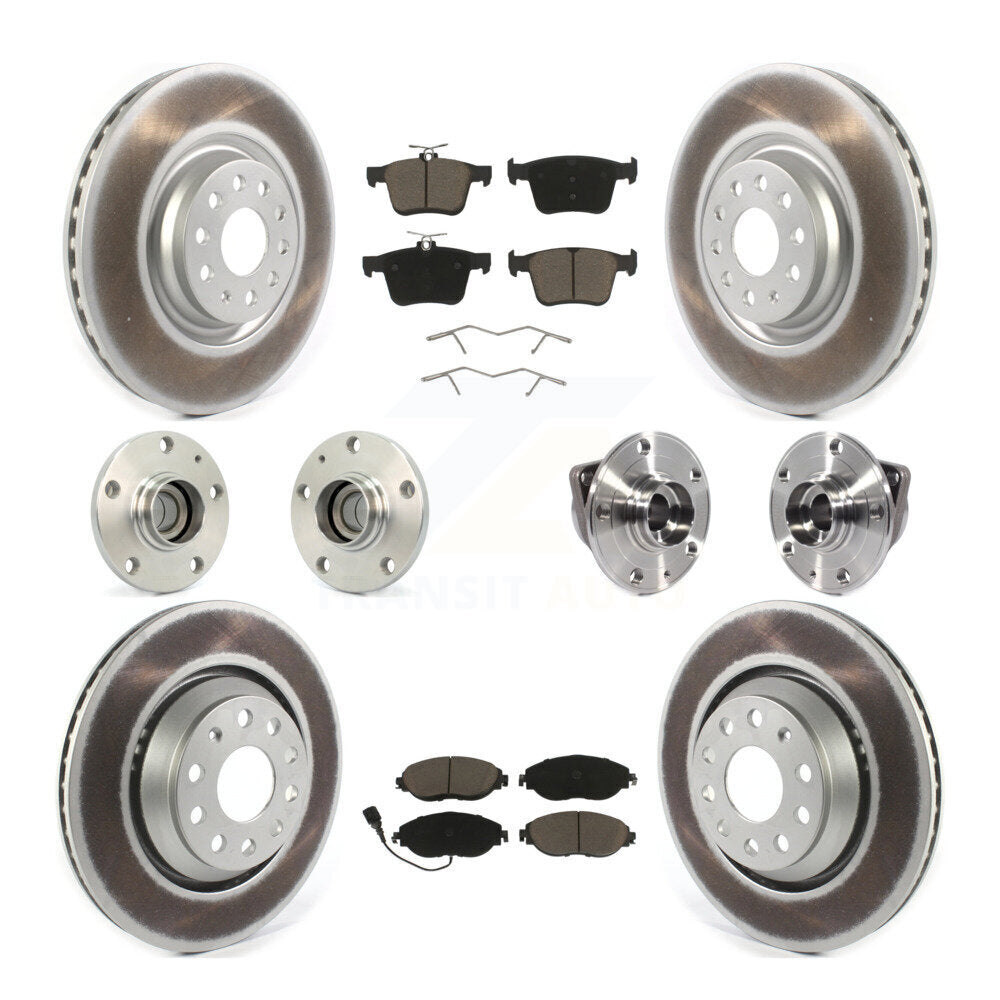 Hub Bearing Coat Brake Rotor Pad Front Rear Kit (10Pc) For Volkswagen Arteon FWD
