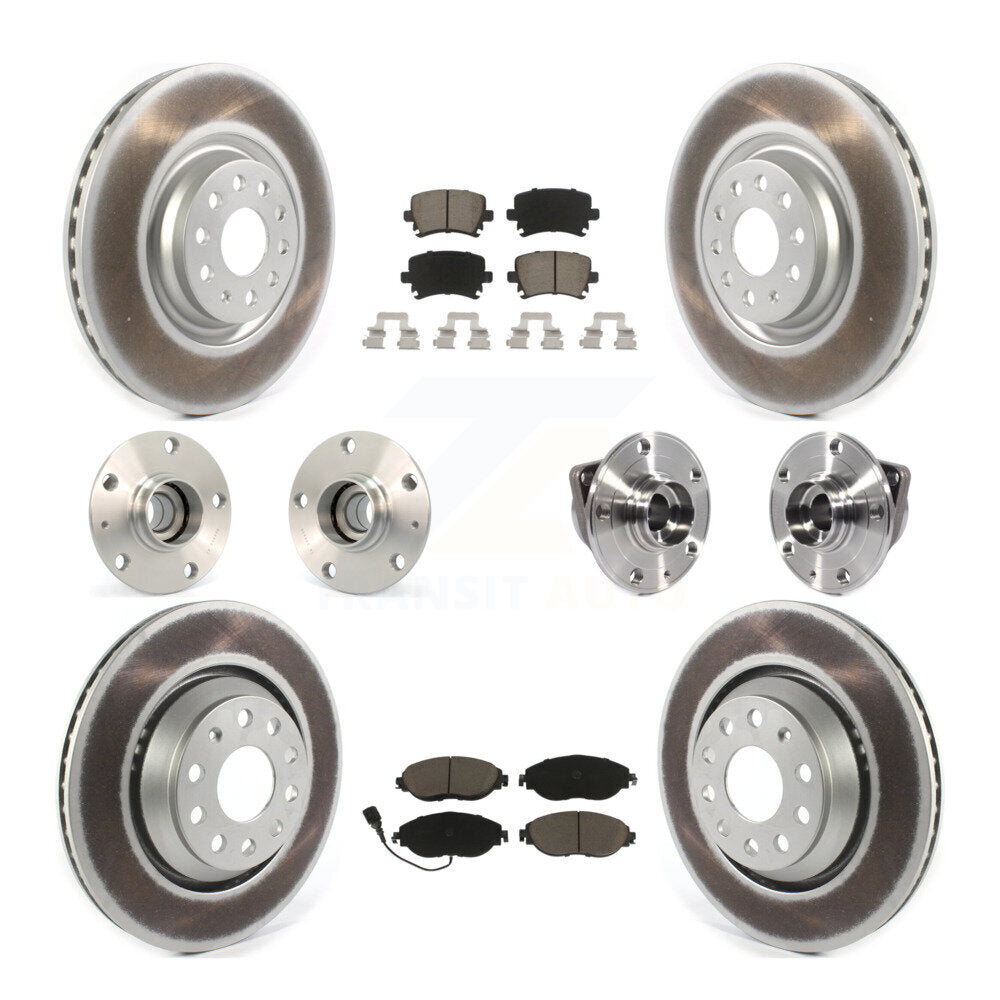 Hub Bearing Coated Disc Brake Rotor Pad Front Rear Kit (10Pc) For Volkswagen GTI