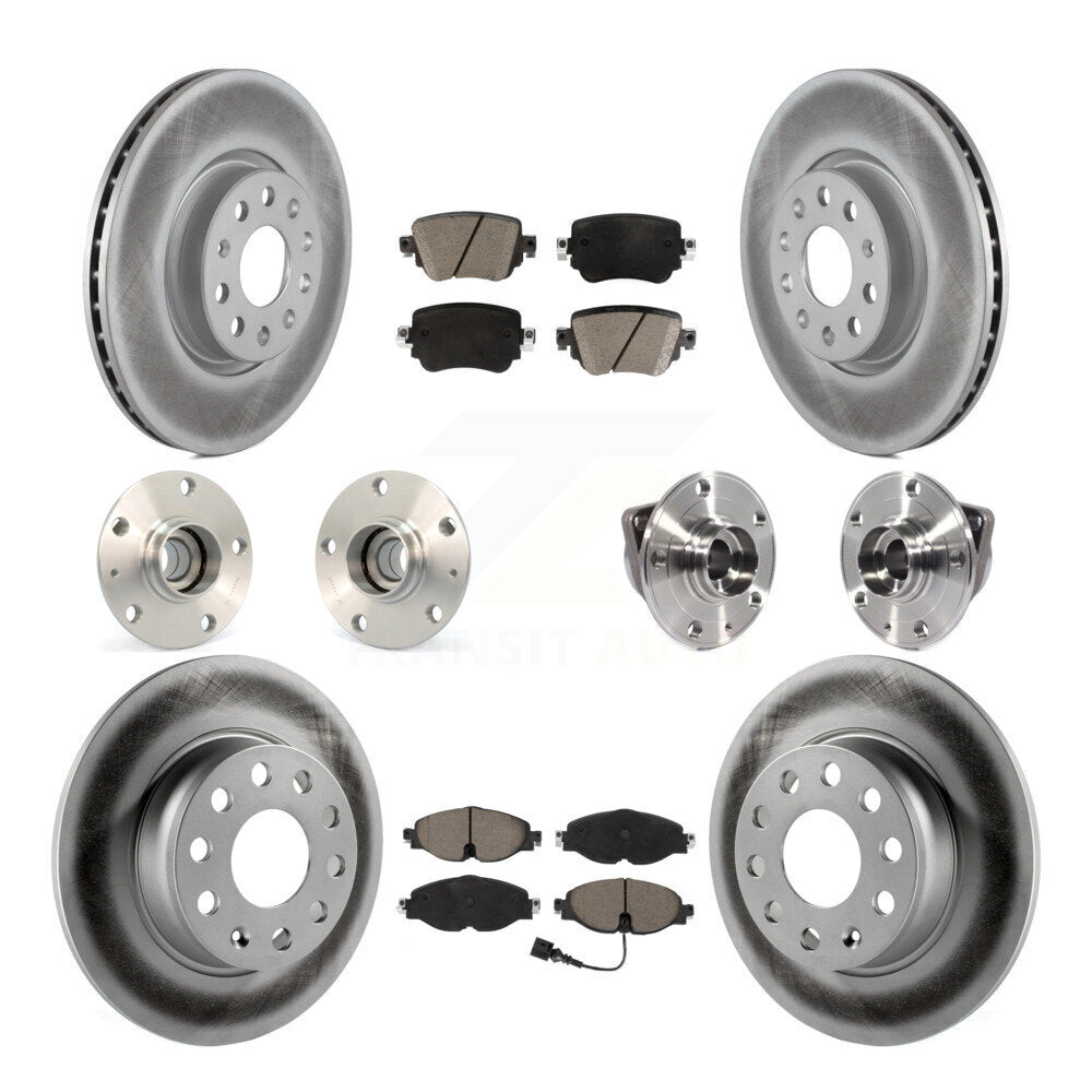 Hub Bearing Coated Disc Brake Rotor Pad Front Rear Kit (10Pc) For Volkswagen GTI