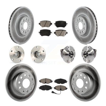 Hub Bearing Coated Disc Brake Rotor Pad Front Rear Kit (10Pc) For Volkswagen GTI