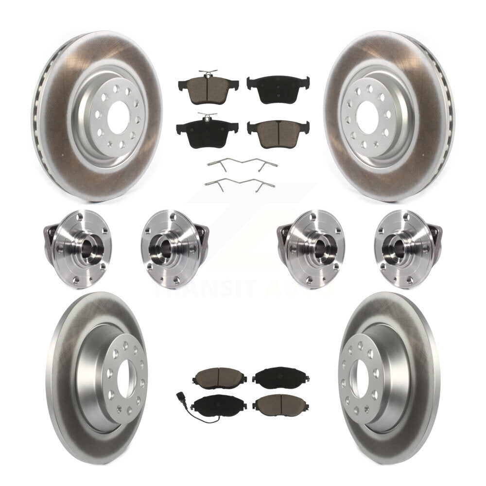 Hub Bearing Coat Brake Rotor Pad Front Rear Kit (10Pc) For Volkswagen Tiguan AWD
