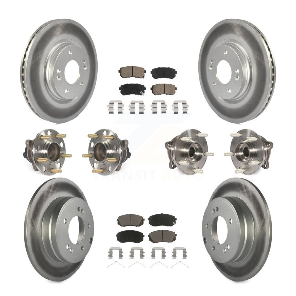 Hub Bearing Coated Disc Brake Rotor And Pad Front Rear Kit (10Pc) For Kia Optima
