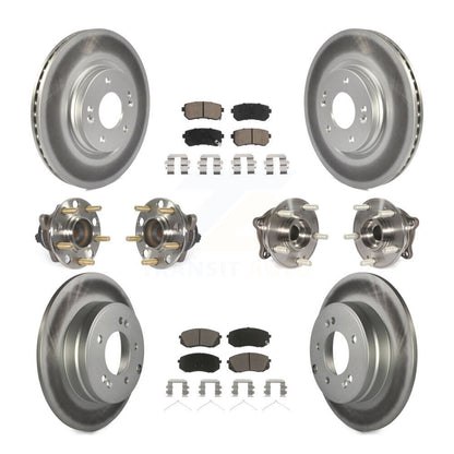 Hub Bearing Coated Disc Brake Rotor And Pad Front Rear Kit (10Pc) For Kia Optima