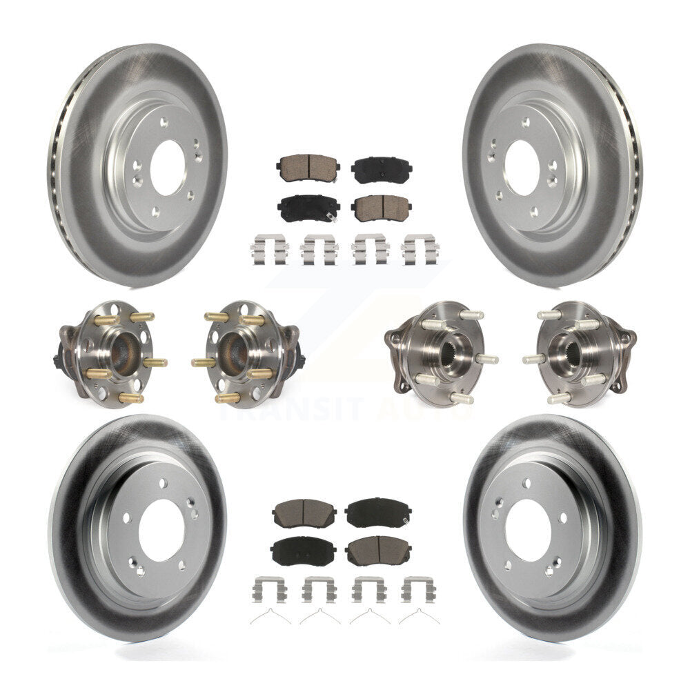 Hub Bearing Coated Disc Brake Rotor And Pad Front Rear Kit (10Pc) For Kia Optima