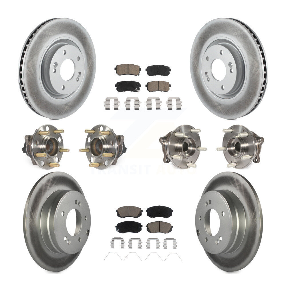 Hub Bearing Coated Disc Brake Rotor And Pad Front Rear Kit (10Pc) For Kia Optima