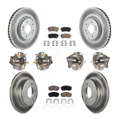 Hub Bearing Coated Disc Brake Rotor And Pad Front Rear Kit (10Pc) For Kia Optima