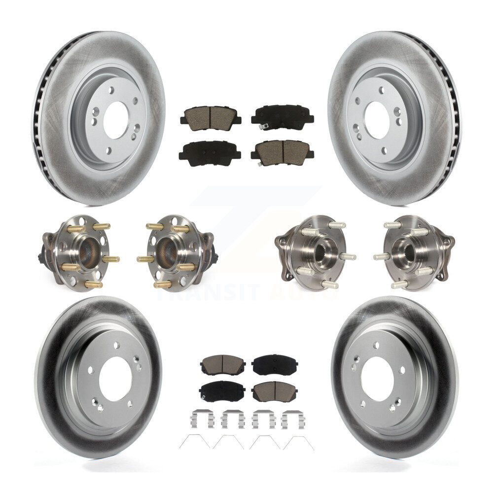 Hub Bearing Coated Disc Brake Rotor And Pad Front Rear Kit (10Pc) For Kia Optima
