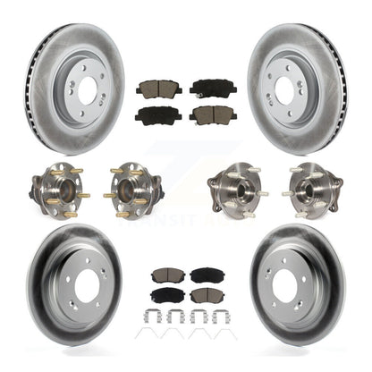 Hub Bearing Coated Disc Brake Rotor And Pad Front Rear Kit (10Pc) For Kia Optima