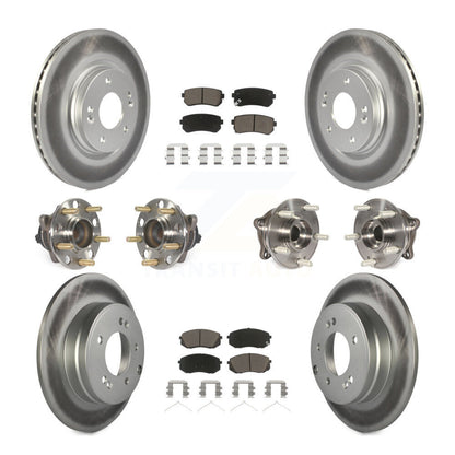 Hub Bearing Coated Disc Brake Rotor Pad Front Rear Kit (10Pc) For Hyundai Sonata
