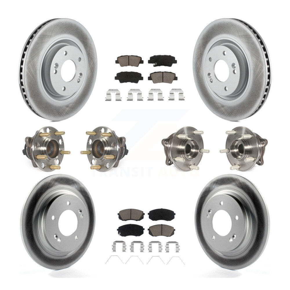 Hub Bearing Coated Disc Brake Rotor Pad Front Rear Kit (10Pc) For Hyundai Sonata