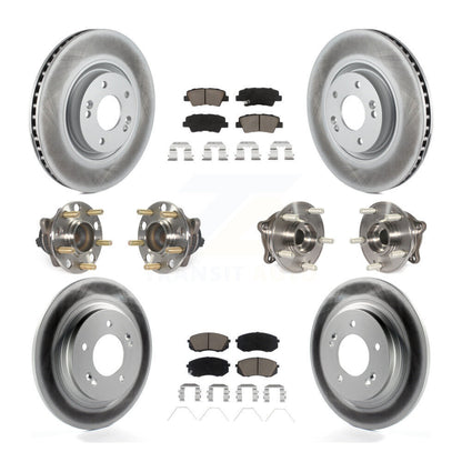 Hub Bearing Coated Disc Brake Rotor Pad Front Rear Kit (10Pc) For Hyundai Sonata