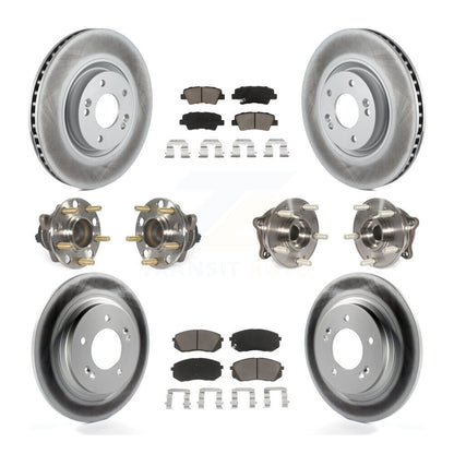 Hub Bearing Coated Disc Brake Rotor Pad Front Rear Kit (10Pc) For Hyundai Sonata