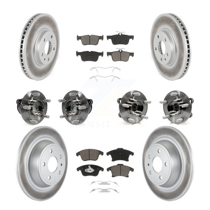 Hub Bearing Coated Brake Rotor Pad Front Rear Kit (10Pc) For Ford Fusion Lincoln