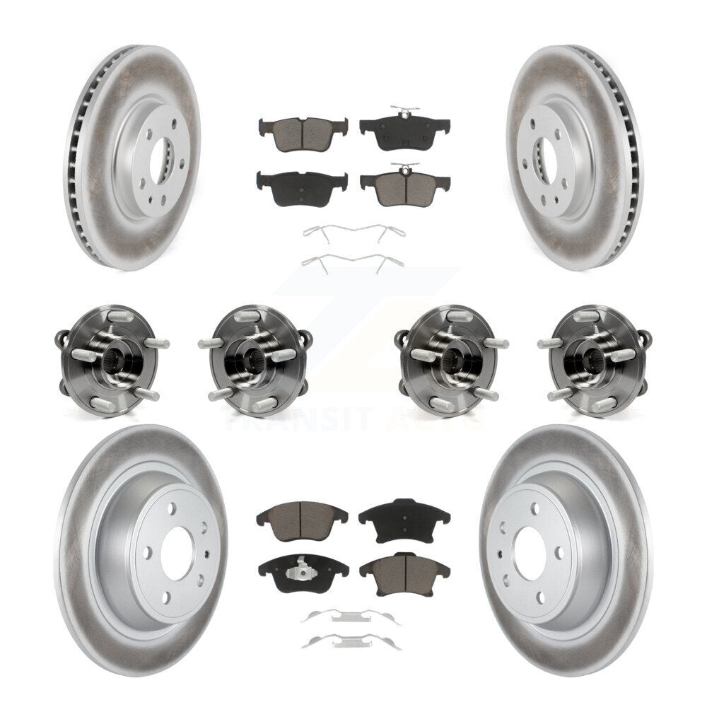 Hub Bearing Coated Disc Brake Rotor & Pads Front Rear Kit (10Pc) For Ford Fusion