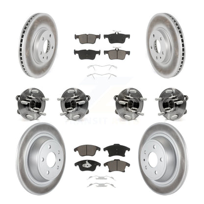 Hub Bearing Coated Disc Brake Rotor & Pads Front Rear Kit (10Pc) For Ford Fusion