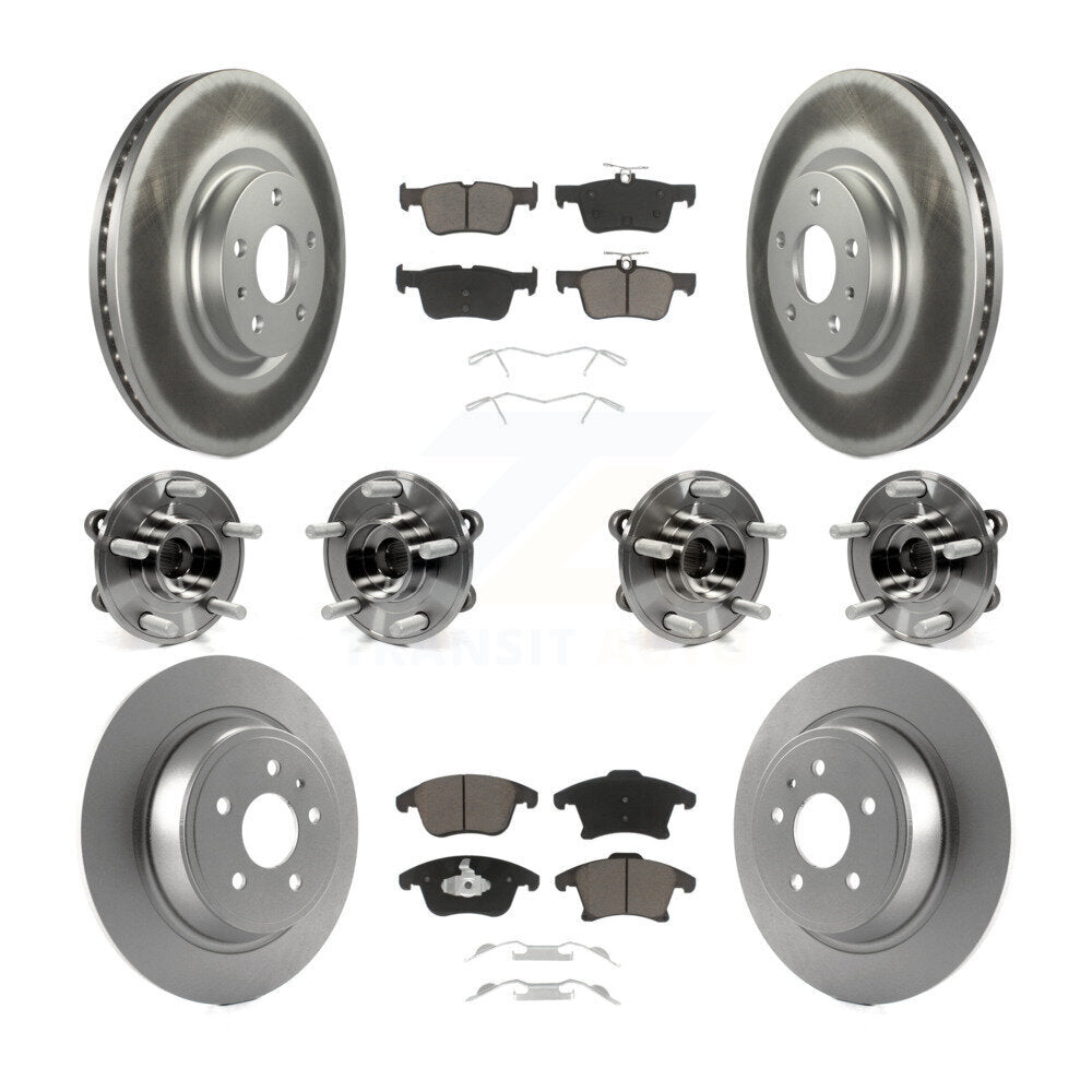 Hub Bearing Coated Disc Brake Rotor & Pads Front Rear Kit (10Pc) For Lincoln MKZ