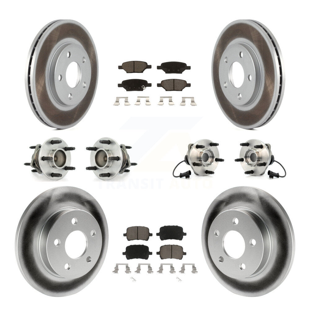 Hub Bearing Coated Brake Rotor Pad Front Rear Kit (10Pc) For Chevrolet Malibu G6
