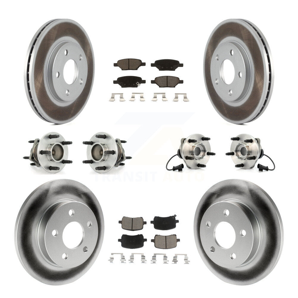 Hub Bearing Coated Brake Rotor & Pads Front Rear Kit (10Pc) For Chevrolet Malibu