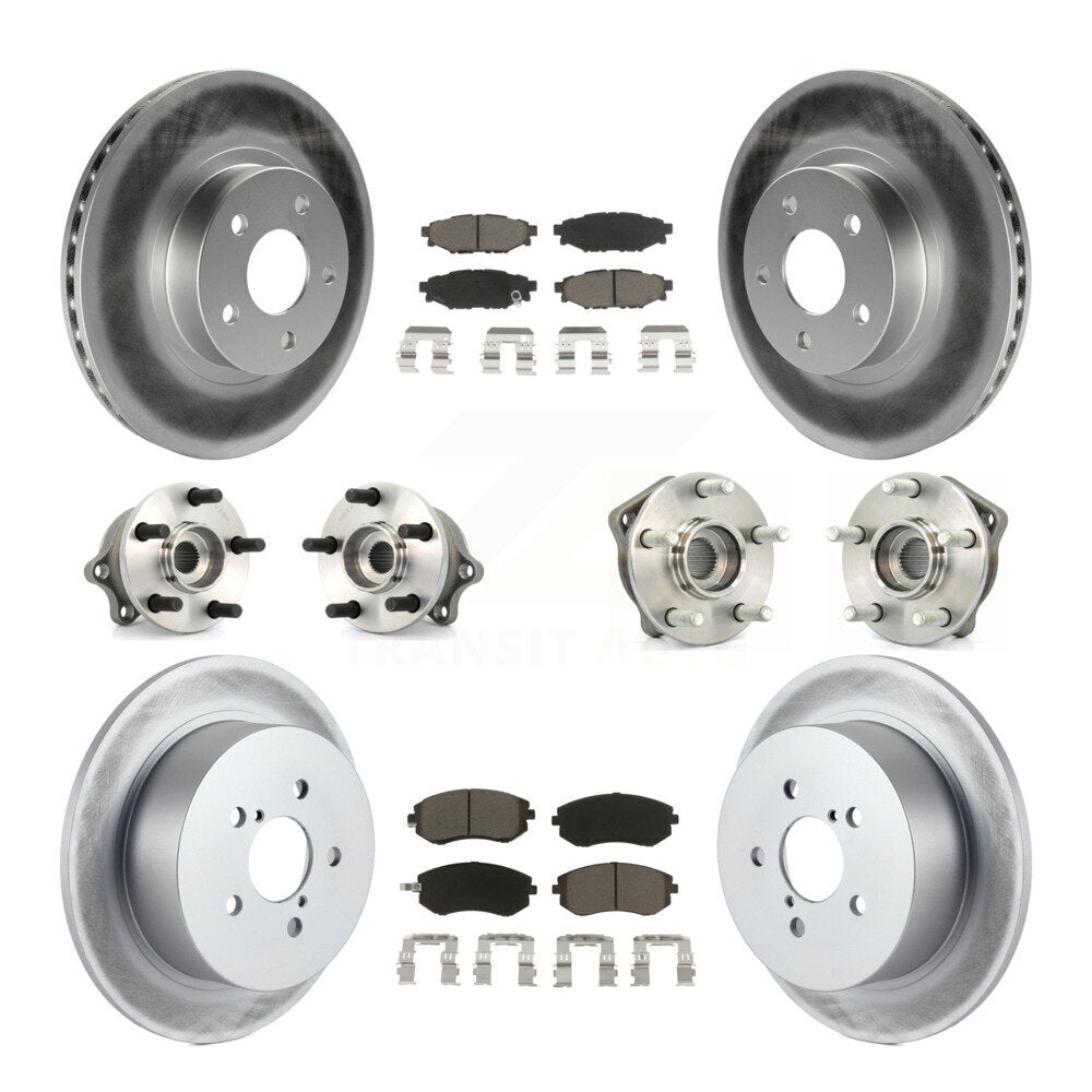Hub Bearing Coated Disc Brake Rotor Pads Front Rear Kit (10Pc) For Subaru Legacy