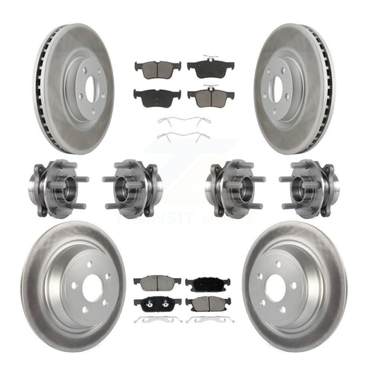 Hub Bearing Coated Brake Rotor Pad Front Rear Kit (10Pc) For Lincoln Continental