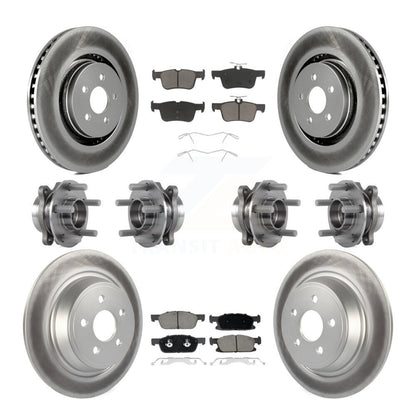 Hub Bearing Coated Brake Rotor Pad Front Rear Kit (10Pc) For Lincoln Continental