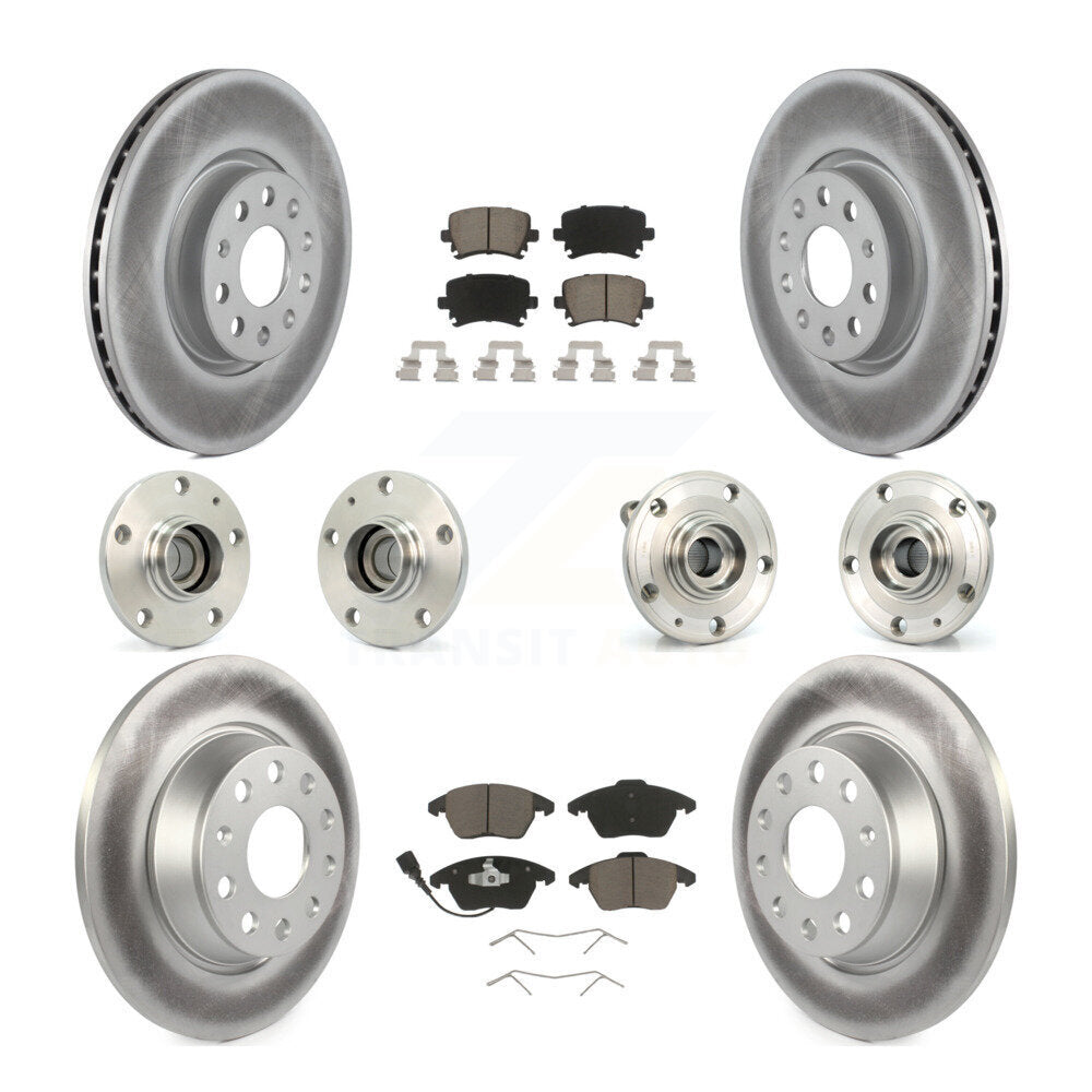 Hub Bearing Coat Brake Rotor Pads Front Rear Kit (10Pc) For Volkswagen CC Passat