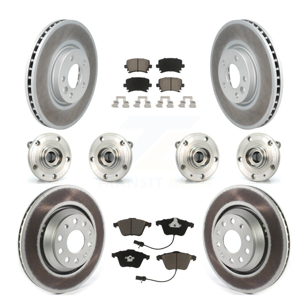 Hub Bearing Coated Disc Brake Rotor Pads Front Rear Kit (10Pc) For Volkswagen CC