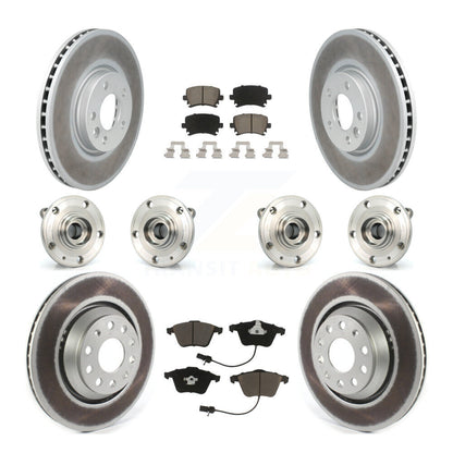 Hub Bearing Coated Disc Brake Rotor Pads Front Rear Kit (10Pc) For Volkswagen CC