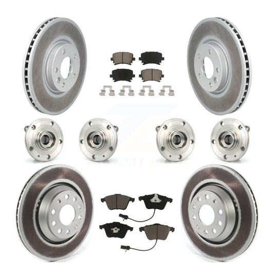 Hub Bearing Coated Disc Brake Rotor Pads Front Rear Kit (10Pc) For Volkswagen CC