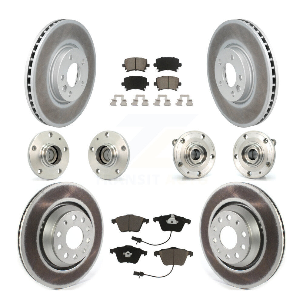 Hub Bearing Coated Disc Brake Rotor Pads Front Rear Kit (10Pc) For Volkswagen CC