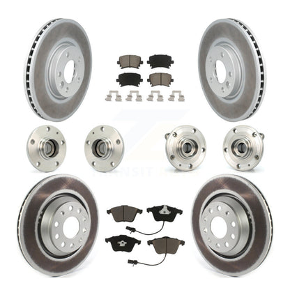 Hub Bearing Coated Disc Brake Rotor Pads Front Rear Kit (10Pc) For Volkswagen CC